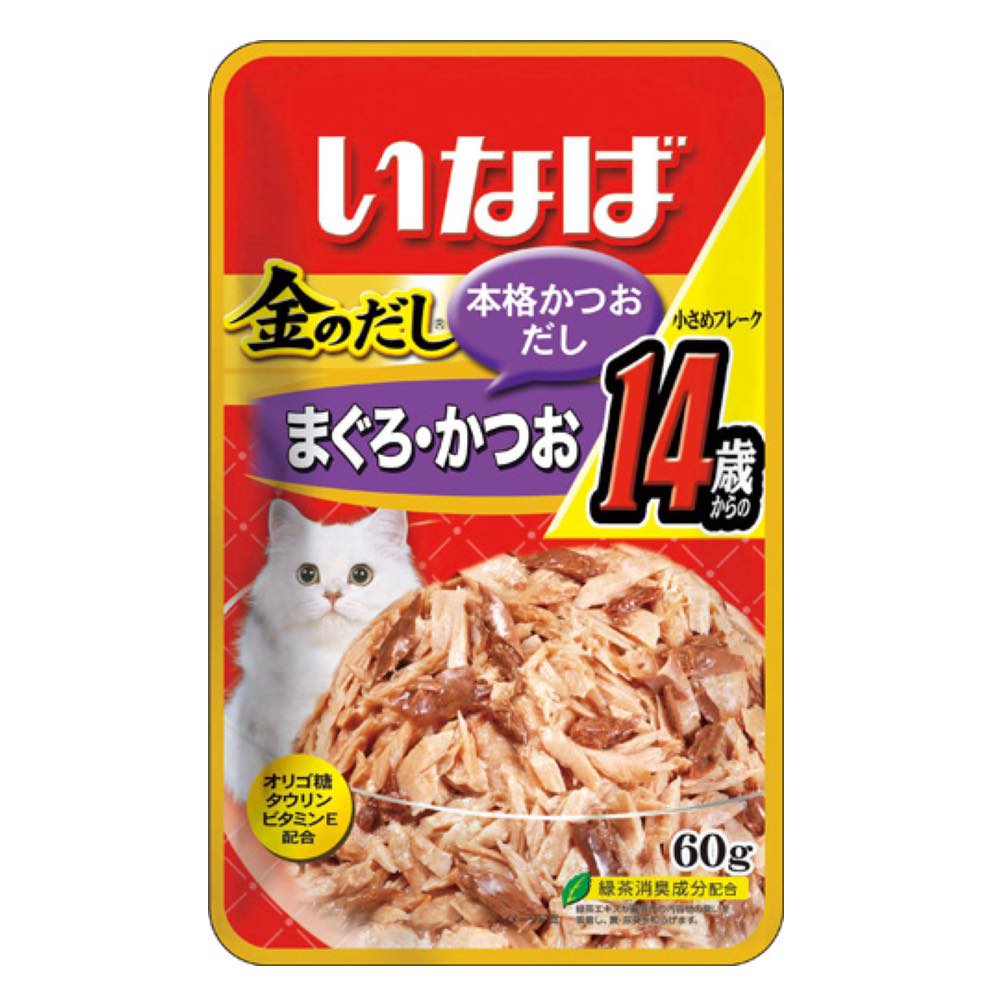 10% OFF: Ciao Golden Stock Small Tuna Flakes For Mature Cat 14+ Pouch Cat Food 60g x12