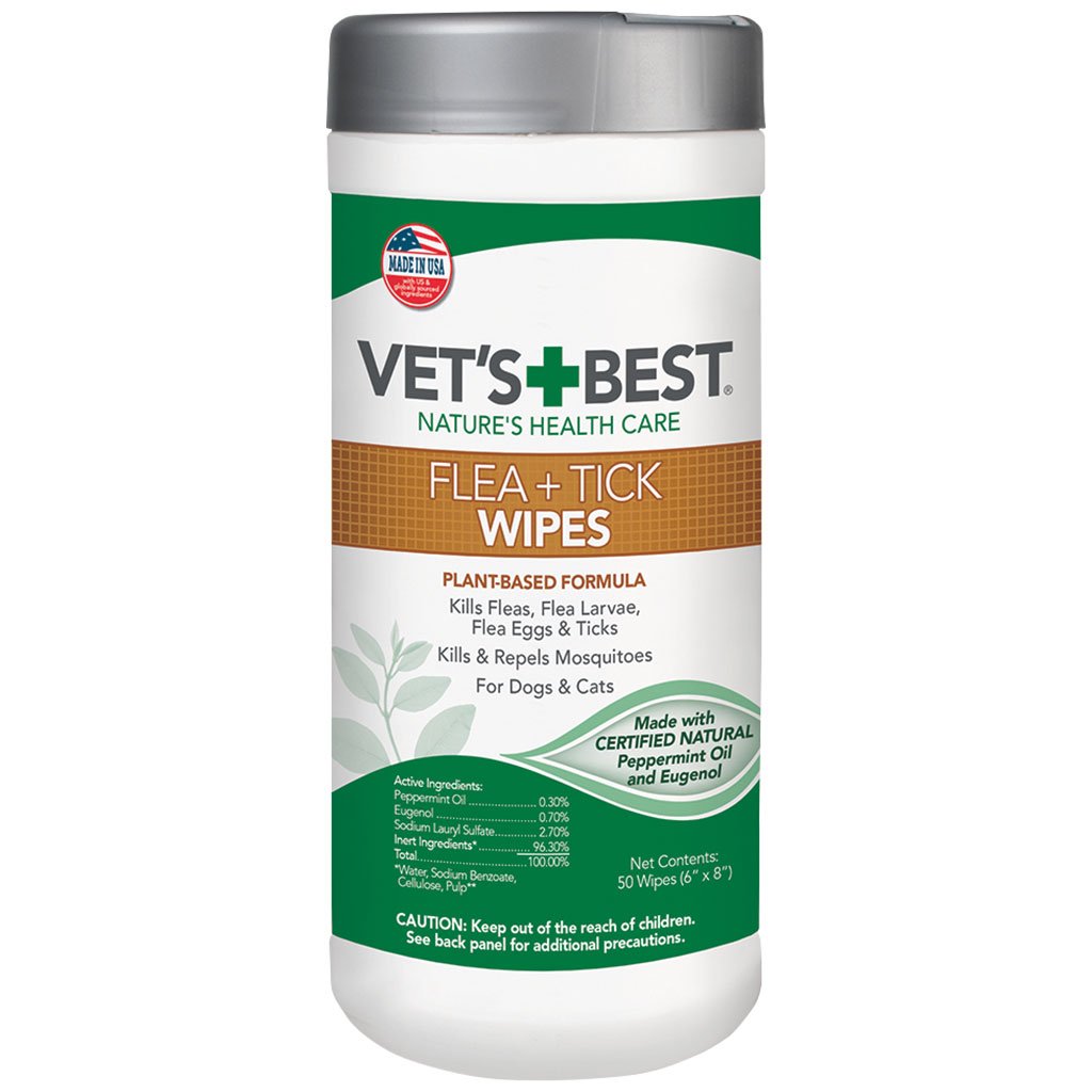 Vet??s Best Flea & Tick Wipes For Cats & Dogs 50pc