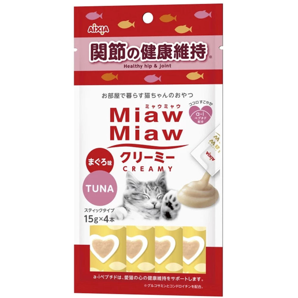 4 FOR $11: Aixia Miaw Miaw Creamy Tuna Healthy Hip & Joint Cat Treats 60g