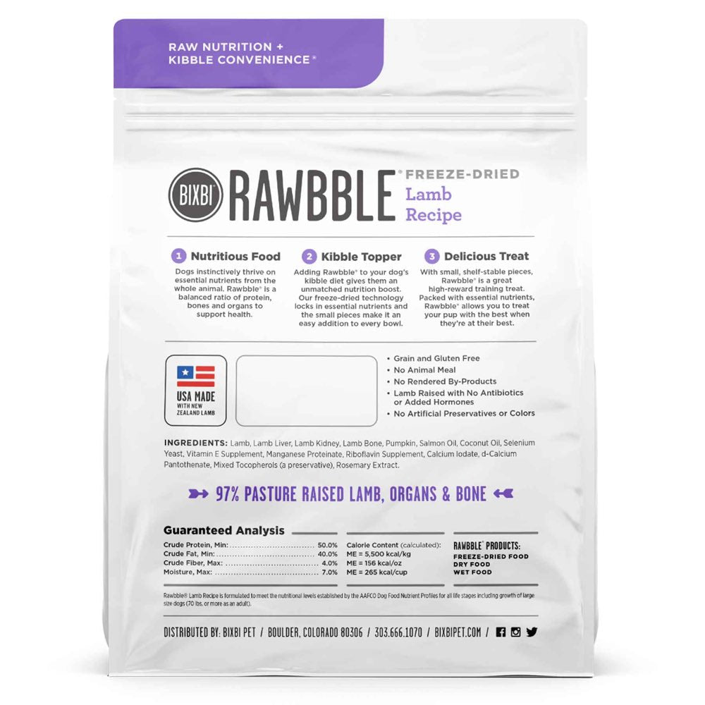 Bixbi Rawbble Lamb Grain-Free Freeze-Dried Dog Food