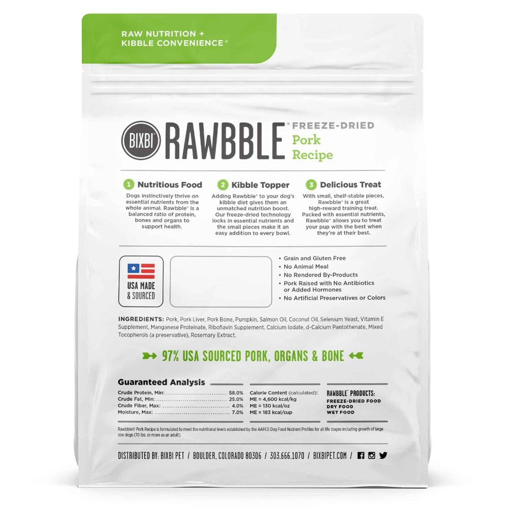 Bixbi Rawbble Pork Grain-Free Freeze-Dried Dog Food