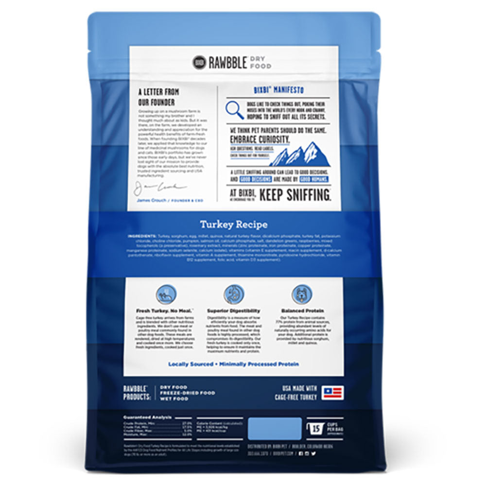 Bixbi Rawbble Turkey Limited Ingredient Freeze-Dried Raw Coated Grain-Free Dry Dog Food